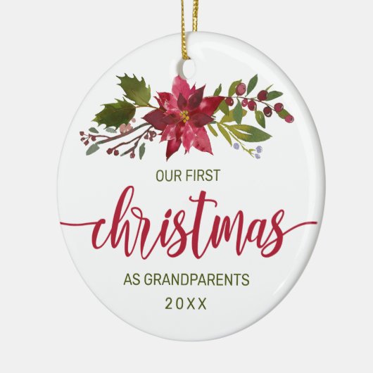 第1回クリスマス祖父母フォトウォーターカラーフローラ セラミックオーナメント (左)