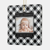 第1回クリスマス祖父母白黒の写真 セラミックオーナメント (左)