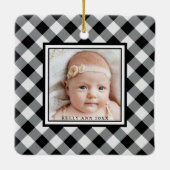 第1回クリスマス祖父母白黒の写真 セラミックオーナメント (裏面)