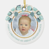 第1回クリスマス素晴らし祖父母ユーカリ写真 セラミックオーナメント (正面)