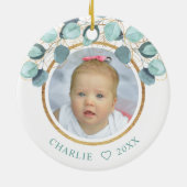 第1回クリスマス素晴らし祖父母ユーカリ写真 セラミックオーナメント (裏面)