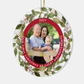 第1回クリスマス素晴らし祖父母2 Photo Holly セラミックオーナメント (左)