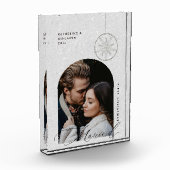 第1回クリスマス結婚したの雪片ボホギフトモダン フォトブロック (左)