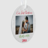 第1回クリスマス結婚したカップル写真 オーナメント (正面)