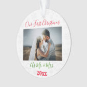 第1回クリスマス結婚したカップル写真 オーナメント (正面)
