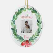 第1回クリスマス結婚したカップル写真 セラミックオーナメント (右)