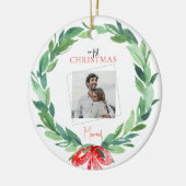 第1回クリスマス結婚したカップル写真 セラミックオーナメント (左)