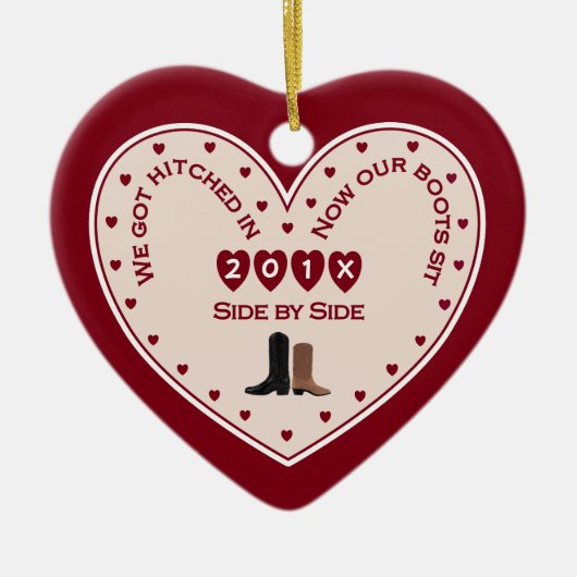 第1回クリスマス結婚したカントリー西部 セラミックオーナメント (正面)