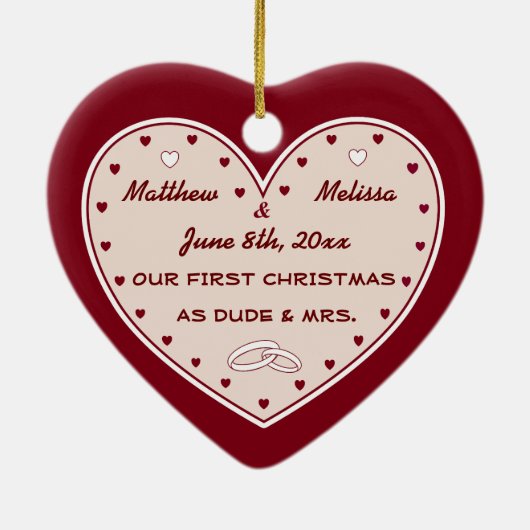 第1回クリスマス結婚したカントリー西部 セラミックオーナメント (裏面)