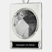 第1回クリスマス記念結婚記念写真 シルバープレートバナーオーナメント (左)