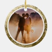 第1回クリスマス金ゴールドグリッタースター写真 セラミックオーナメント (裏面)