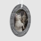 第1回クリスマス2ペット写真グレーフェイクウッド オーナメント (正面)