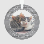 第1回クリスマス2ペット写真グレーフェイクウッド オーナメント (裏面)