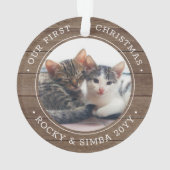 第1回クリスマス2ペット写真素朴木フェイク オーナメント (裏面)