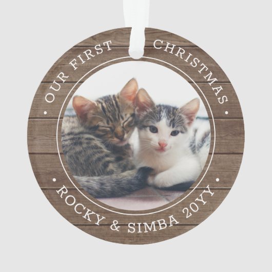 第1回クリスマス2ペット写真素朴木フェイク オーナメント (裏面)