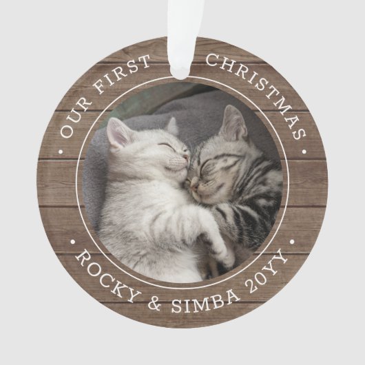 第1回クリスマス2ペット写真素朴木フェイク オーナメント (正面)