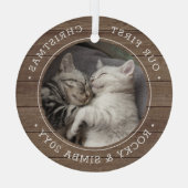 第1回クリスマス2ペット写真素朴木フェイク ガラスオーナメント (裏面)
