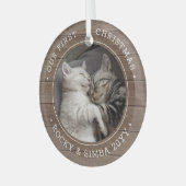 第1回クリスマス2ペット写真素朴木フェイク ガラスオーナメント (正面左)