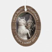第1回クリスマス2ペット写真素朴木フェイク メタルオーナメント (正面左)