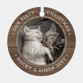 第1回クリスマス2ペット写真素朴木フェイク メタルオーナメント (正面)