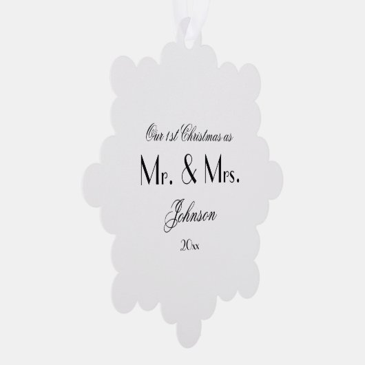 第1回クリスマスMr&Mrs Script Chic B & W紙 オーナメントカード (右)