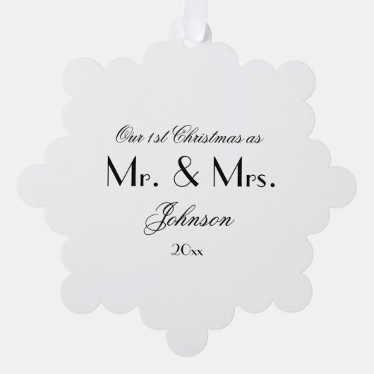 第1回クリスマスMr&Mrs Script Chic B & W紙 オーナメントカード (正面)