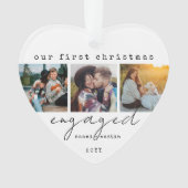 第1回クリスマ婚約したスミニマルユニーク4フォトハート オーナメント (正面)