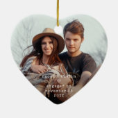 第1回クリスマ婚約したスミニマルユニーク4フォトハート セラミックオーナメント (裏面)