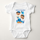 👶🍩第1回ハヌカー – 兄弟姉妹付き ベビーボディスーツ (正面)