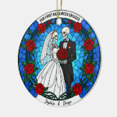 第1回ハロウィン婚約したステンドグラスリース セラミックオーナメント (左)