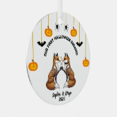 第1回ハロウィーンキツネ婚約したスケルトン提案 メタルオーナメント (正面右)