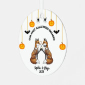 第1回ハロウィーンキツネ婚約したスケルトン提案 メタルオーナメント (正面左)