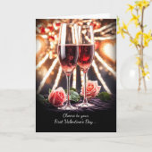 第1回バレンタインデー婚約したズ・アズ・カップル・シャンパン カード (黄色い花)