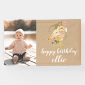 第1回バースデーの壁飾りカスタム製バナー 横断幕 (横)