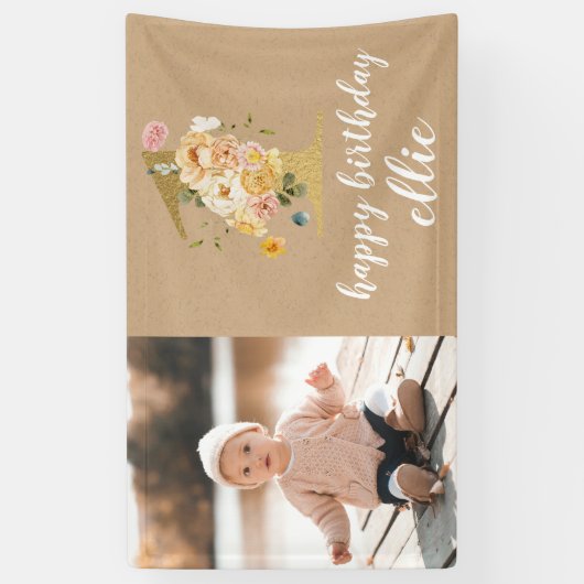 第1回バースデーの壁飾りカスタム製バナー 横断幕 (縦)