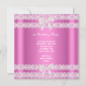 第1回バースデーガールピンクカップケーキベビー子猫 招待状 (裏面)