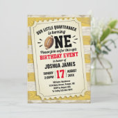 第1回バースデースポーツフットボールチケット素朴イエロー 招待状 (スタンド正面)