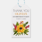 第1回バースデーパーティーひまわり赤ちゃん女の子 ギフトタグ (裏面)