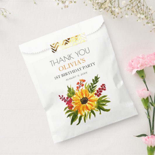 第1回バースデーパーティーひまわり赤ちゃん女の子 フェイバーバッグ (封をした状態)