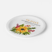 第1回バースデーパーティーひまわり赤ちゃん女の子 ペーパープレート (アングル)