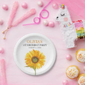 第1回バースデーパーティーひまわり赤ちゃん女の子 ペーパープレート (パーティー)