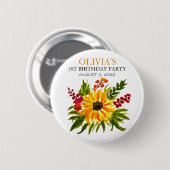 第1回バースデーパーティーひまわり赤ちゃん女の子 缶バッジ (正面&裏面)