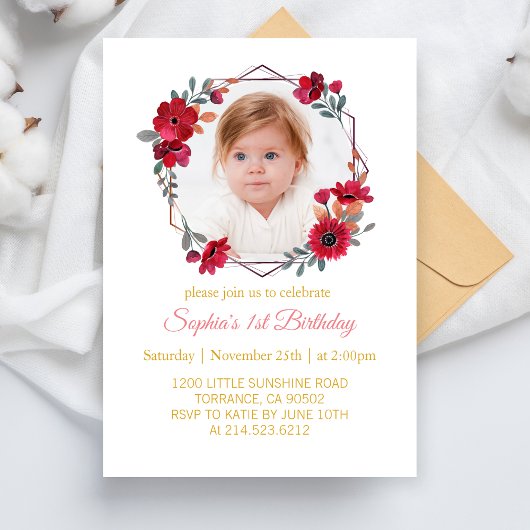 第1回バースデーパーティーキッドボーイガールズお祝い 招待状