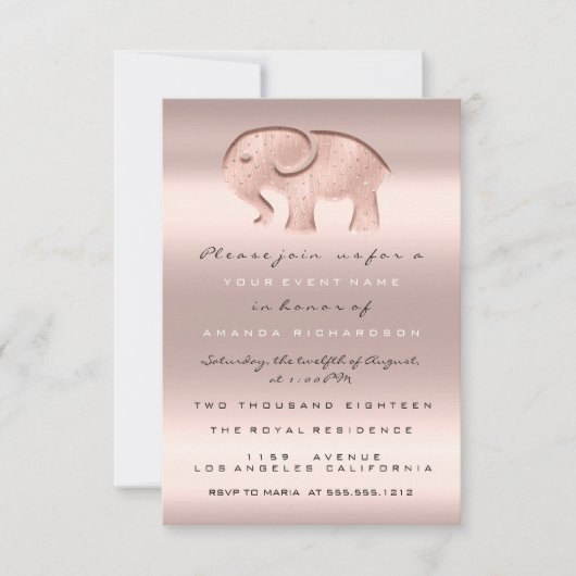 第1回バースデーパーティーシャワーバラエレファントガールボーイ 招待状 (正面)