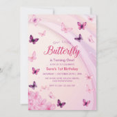 第1回バースデーピンク&パープル蝶パーティー 招待状 (正面)