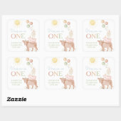 第1回バースデー農園動物納屋周囲の庭パーティーの好意 スクエアシール (シート)