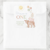 第1回バースデー農園動物納屋周囲の庭パーティーの好意 スクエアシール (バッグ)