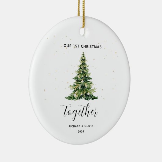 第1回パーソナライズされたクリスマス一緒にカップルのプレゼント セラミックオーナメント (右)