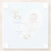 第1回パーソナライズされたクリスマス少年の写真ハートプレゼント ガラスコースター (裏面)