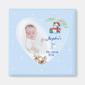 第1回パーソナライズされたクリスマス少年の写真贈り物 マグネット (正面)